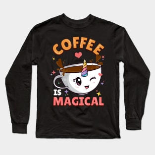 Coffee Is Magical Unicorn Caffeine Long Sleeve T-Shirt